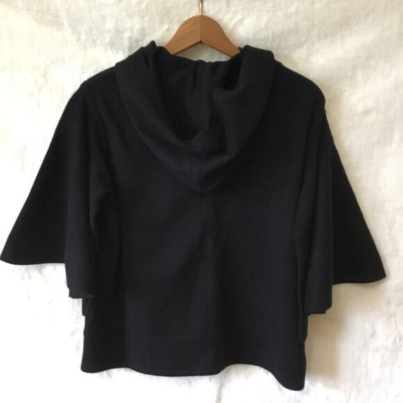 Maeve Black Crop Hoodie Sweater with Cape Sleeves - Picture 7 of 12
